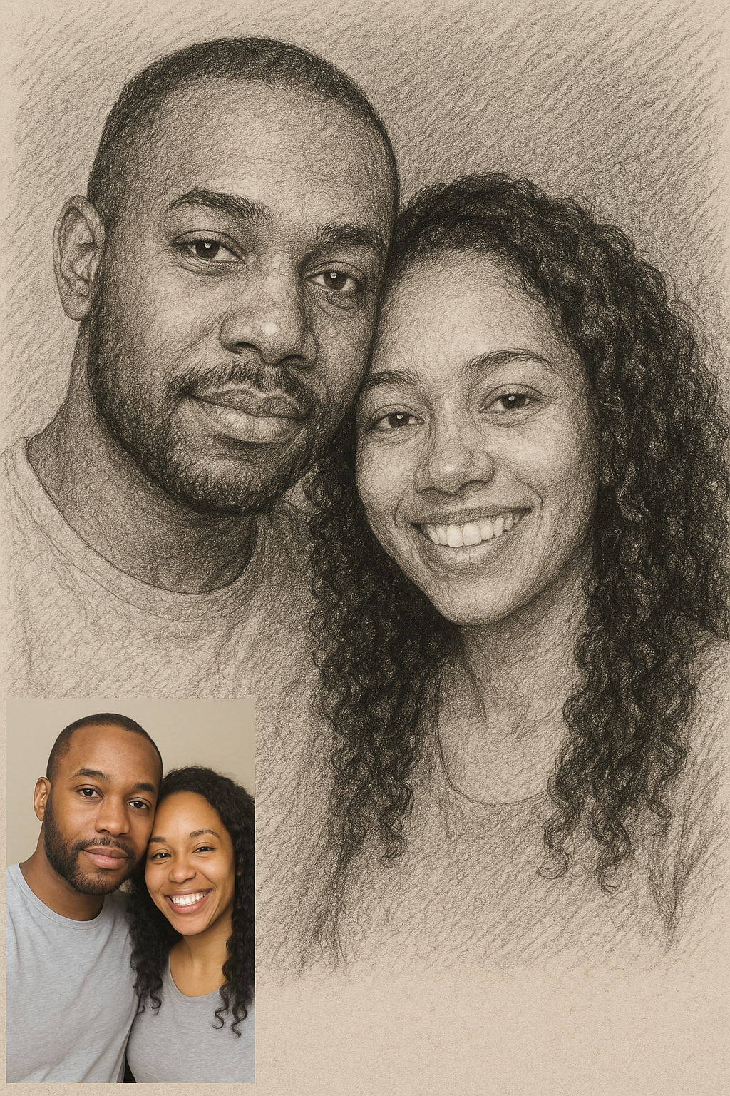 Custom Portrait Sketch from Your Photo – Hand-Drawn Pencil Art